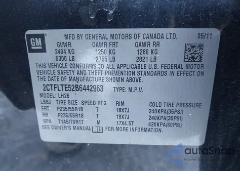 2011 GMC Terrain Sle-2 z USA, uszkodzony, nr VIN 2CTFLTE52B6442963